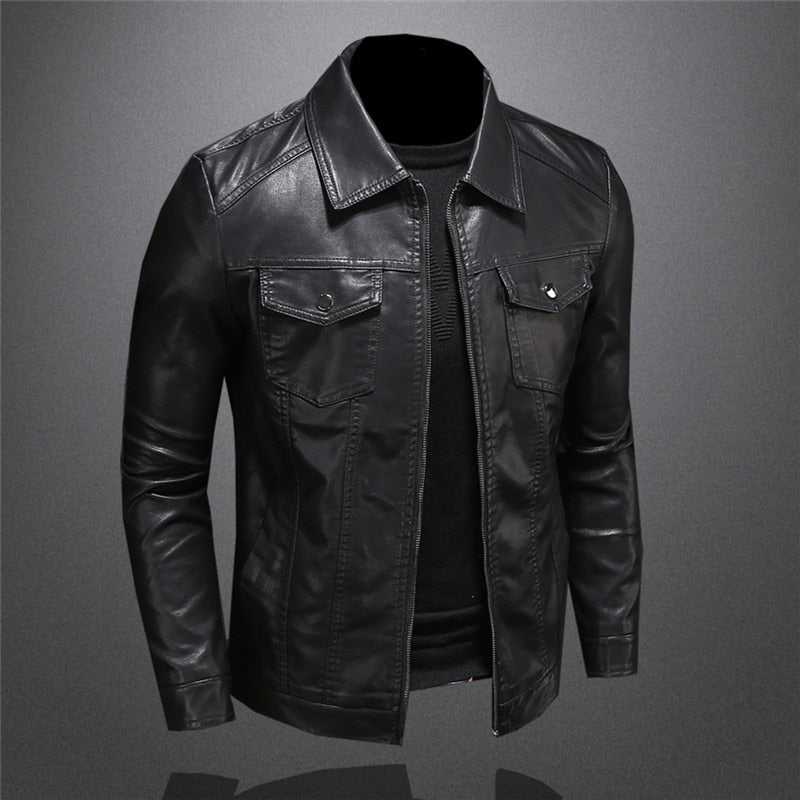 Men's Classic Biker Style Jacket Urban Fashion Outerwear