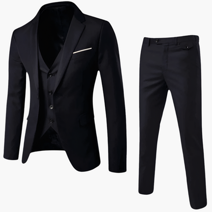 Men's 3-Piece Suit Set with Vest – Classic Formal Slim Fit for Weddings and Business
