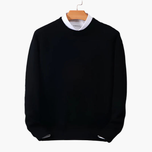 Men's Classic Business Pullover with Faux Shirt Collar – Elegant Sweater for Office & Casual
