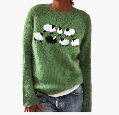 Women's Retro Boho Knit Pullover Sweater – Casual Fall Style for Everyday Comfort