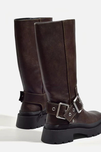 Women's Knee-High Buckle Boots for Everyday Urban Style