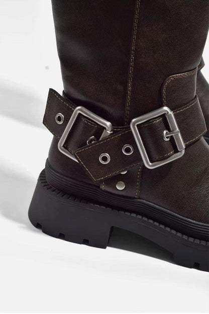 Women's Knee-High Buckle Boots for Everyday Urban Style