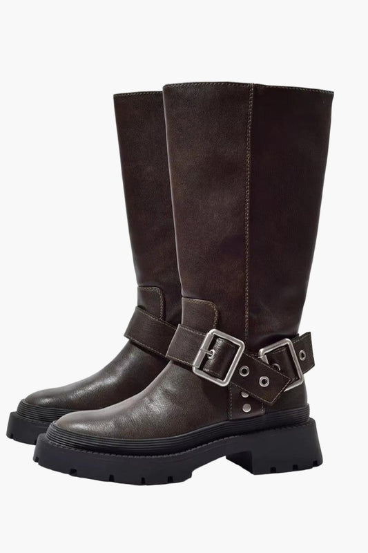 Women's Knee-High Buckle Boots for Everyday Urban Style