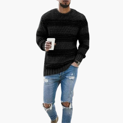 Men's Chunky Knit Casual Crewneck Sweater – Nordic Pattern, Modern Winter Style