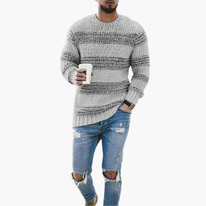 Men's Chunky Knit Casual Crewneck Sweater – Nordic Pattern, Modern Winter Style