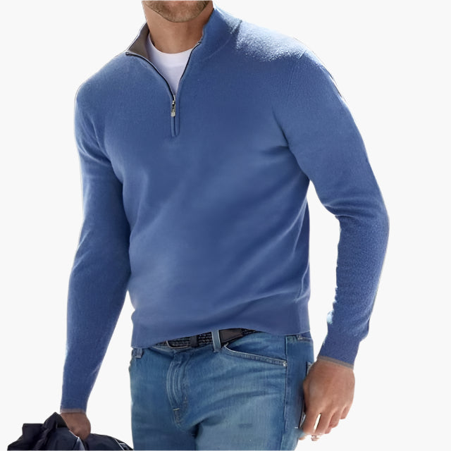 Men's Quarter-Zip Stand Collar Sweater – Classic Versatile Pullover for Everyday and Office
