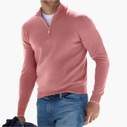 Men's Quarter-Zip Stand Collar Sweater – Classic Versatile Pullover for Everyday and Office