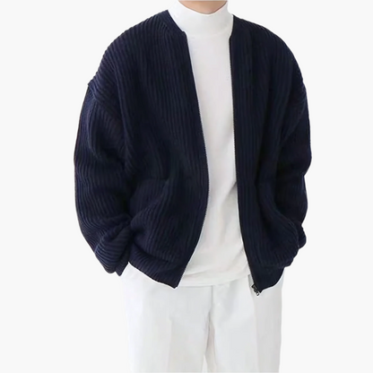 Men's Casual Knit Zip-Up Cardigan with Pockets – Everyday Modern Style