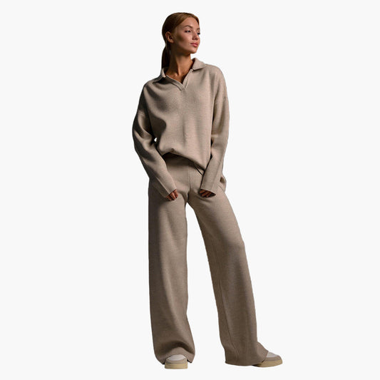 Women's Relaxed Loungewear Set – Oversized Pullover & Wide-Leg Pants for Comfort and Casual Style