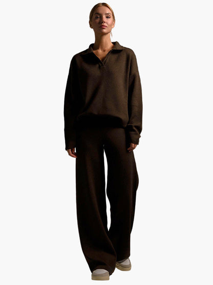 Women's Relaxed Loungewear Set – Oversized Pullover & Wide-Leg Pants for Comfort and Casual Style