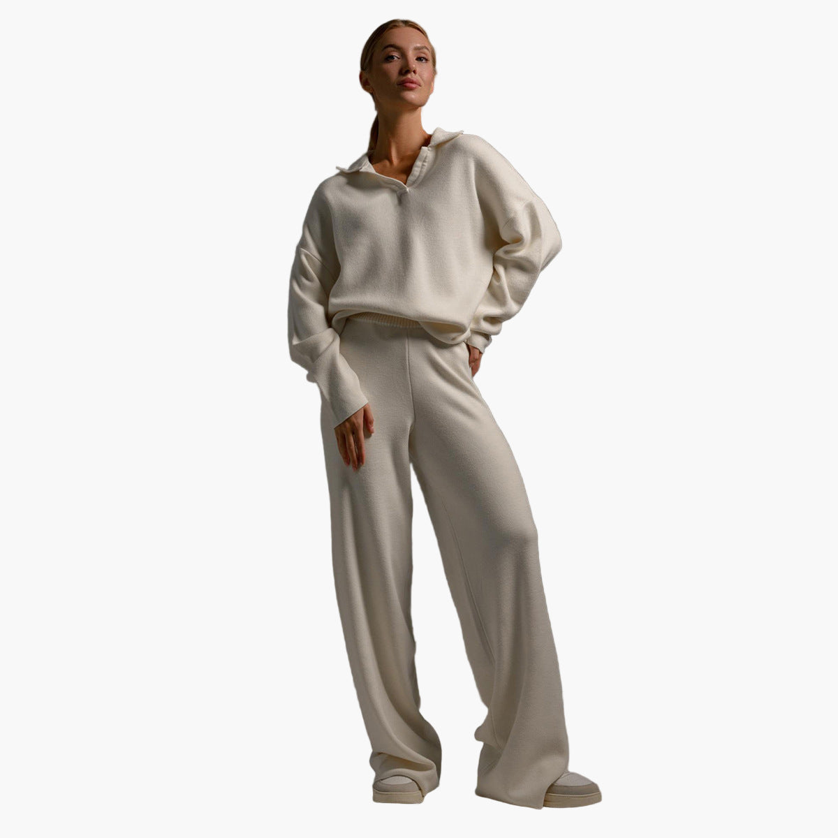 Women's Relaxed Loungewear Set – Oversized Pullover & Wide-Leg Pants for Comfort and Casual Style