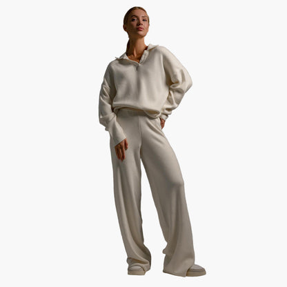 Women's Relaxed Loungewear Set – Oversized Pullover & Wide-Leg Pants for Comfort and Casual Style