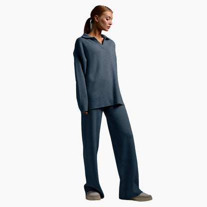 Women's Relaxed Loungewear Set – Oversized Pullover & Wide-Leg Pants for Comfort and Casual Style