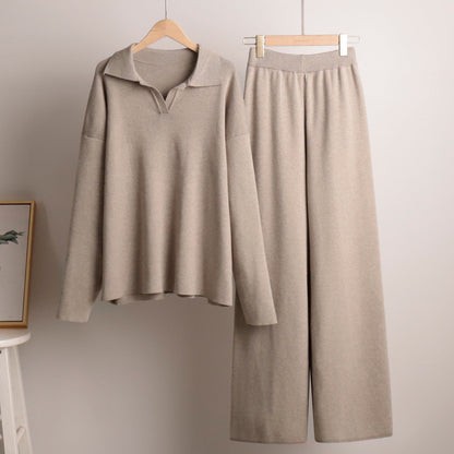 Women's Relaxed Loungewear Set – Oversized Pullover & Wide-Leg Pants for Comfort and Casual Style