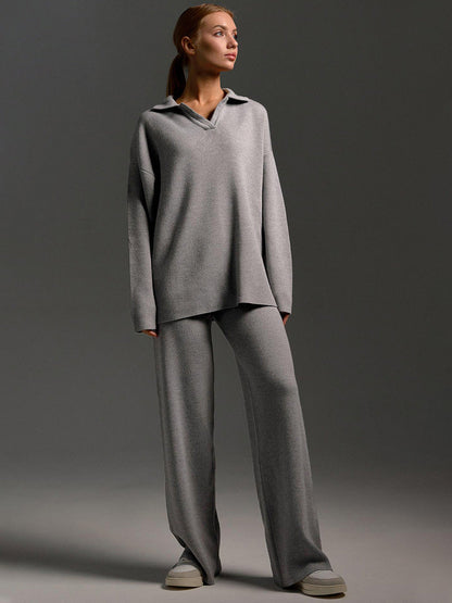 Women's Relaxed Loungewear Set – Oversized Pullover & Wide-Leg Pants for Comfort and Casual Style