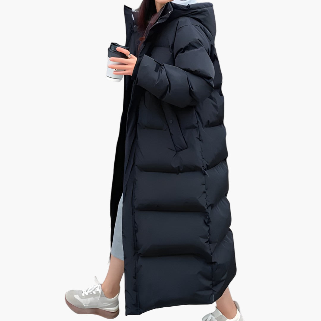 Women's Long Puffer Winter Coat Hooded Warm Elegant Outdoor Parka