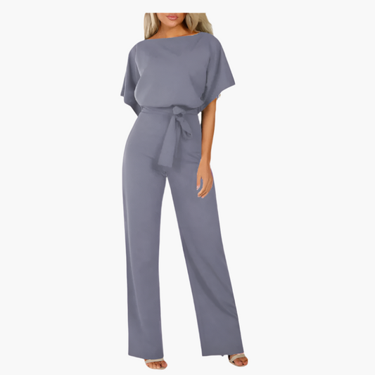 Women's Elegant Wide-Leg Jumpsuit with Waist Tie – Versatile Modern One-Piece for Office, Events & Casual Wear