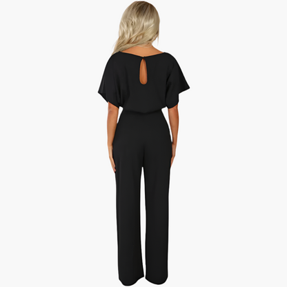 Women's Elegant Wide-Leg Jumpsuit with Waist Tie – Versatile Modern One-Piece for Office, Events & Casual Wear