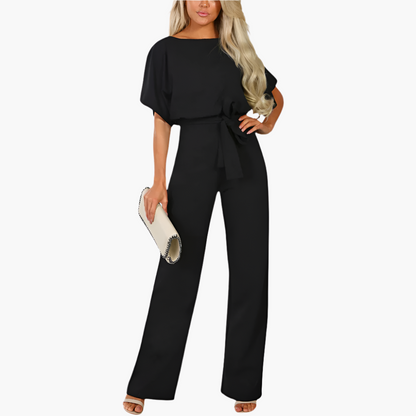 Women's Elegant Wide-Leg Jumpsuit with Waist Tie – Versatile Modern One-Piece for Office, Events & Casual Wear