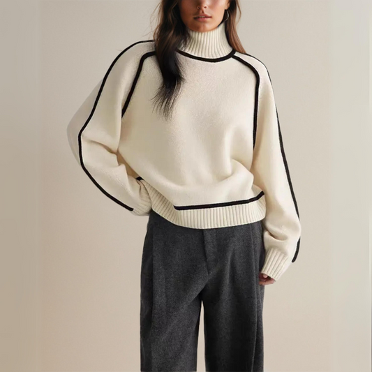 Women's Modern Chic Turtleneck Sweater – Elegant Loose Fit Pullover for Fall and Winter