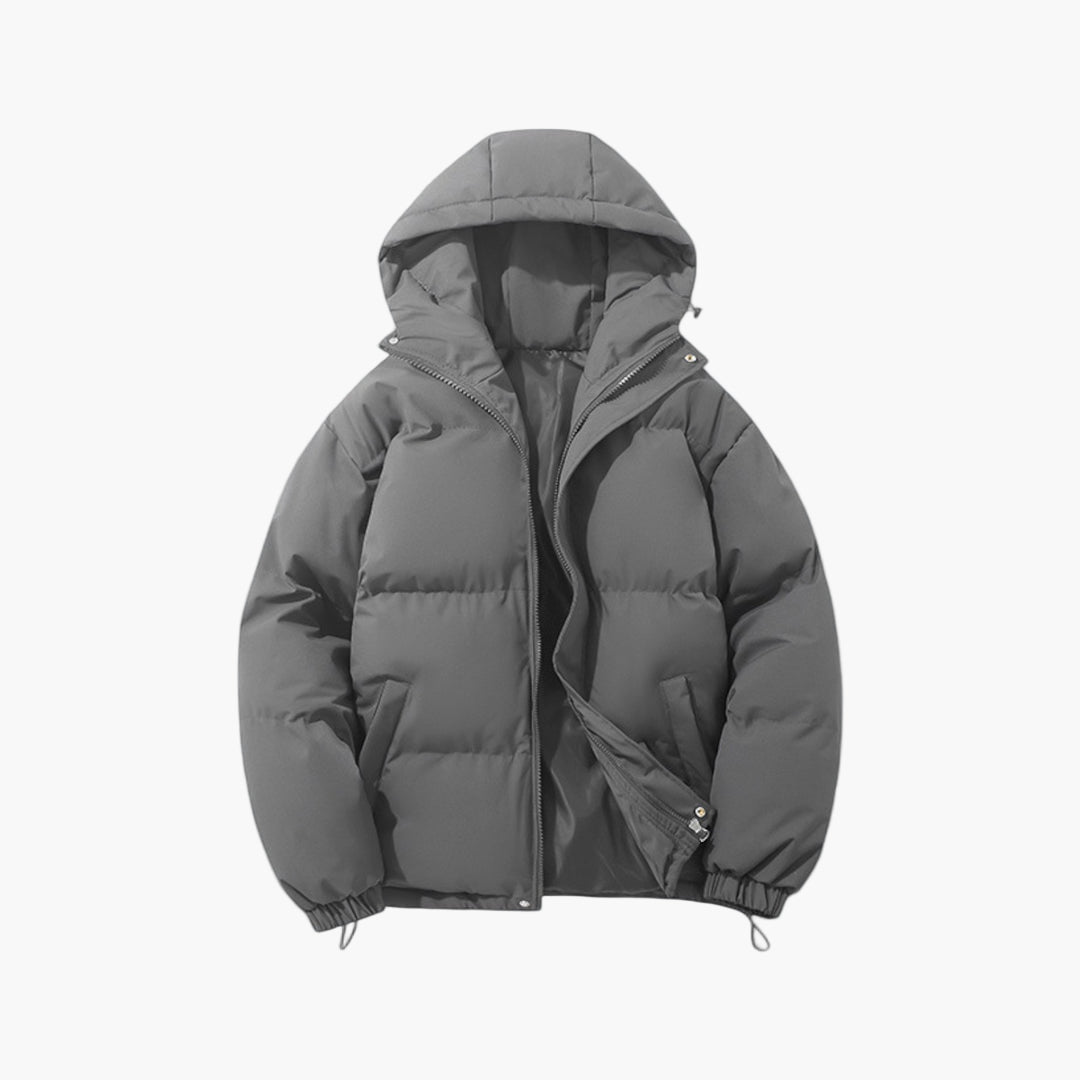 Men's Hooded Puffer Winter Jacket Classic Quilted Warm Outdoor Style