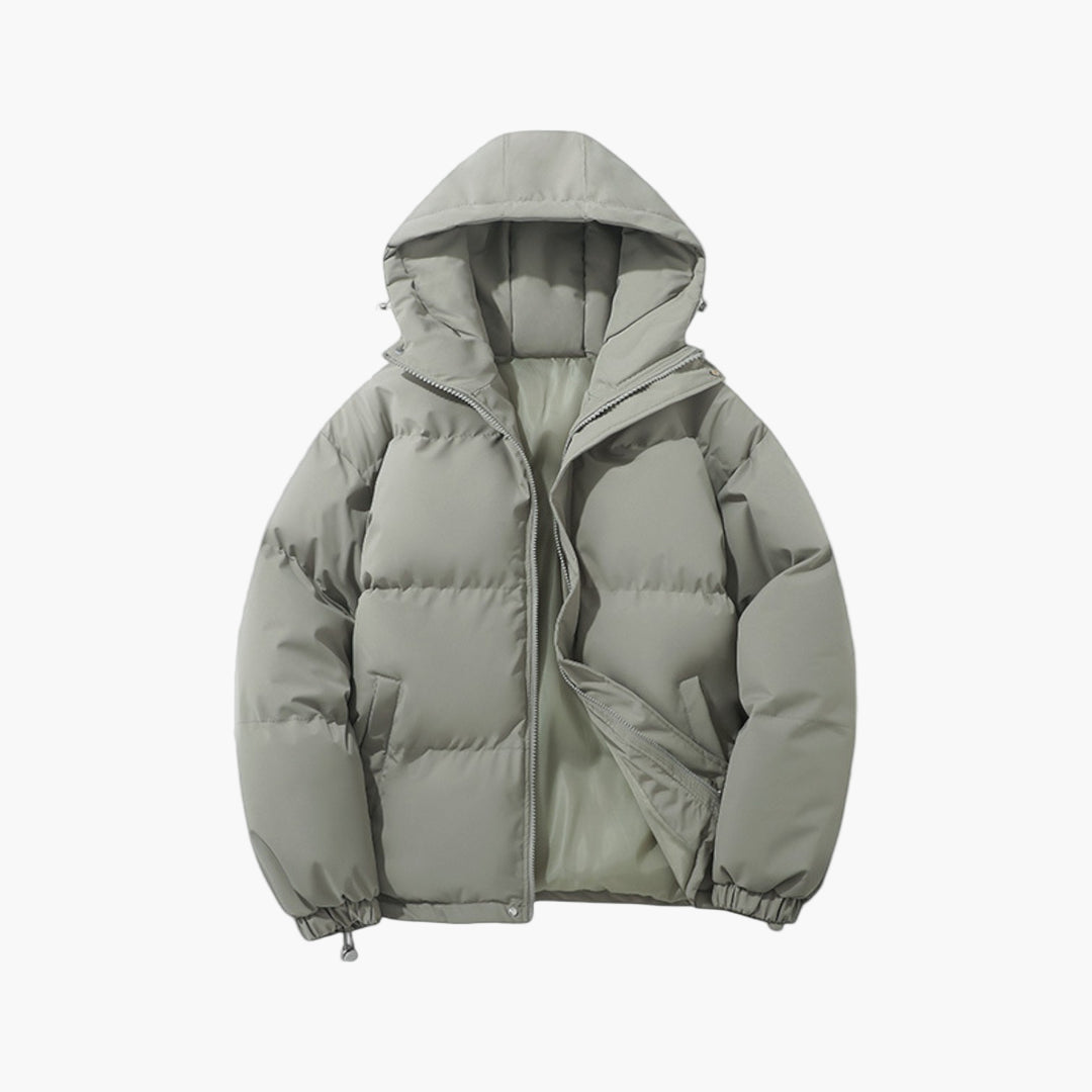 Men's Hooded Puffer Winter Jacket Classic Quilted Warm Outdoor Style