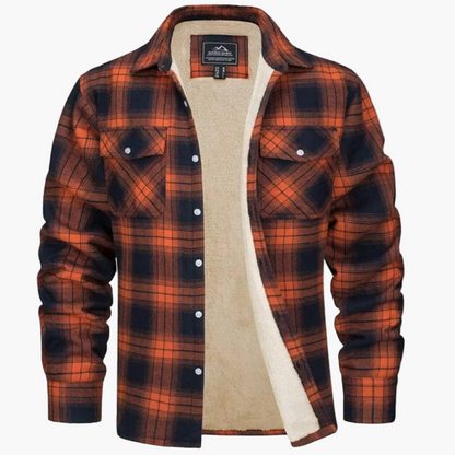 Men's Casual Plaid Shirt Jacket with Warm Fleece Lining for Everyday and Outdoor Wear