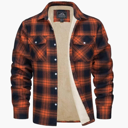 Men's Casual Plaid Shirt Jacket with Warm Fleece Lining for Everyday and Outdoor Wear