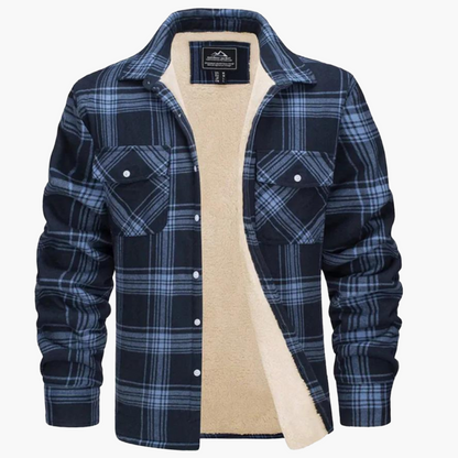 Men's Casual Plaid Shirt Jacket with Warm Fleece Lining for Everyday and Outdoor Wear