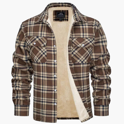 Men's Casual Plaid Shirt Jacket with Warm Fleece Lining for Everyday and Outdoor Wear