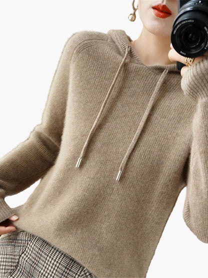 Women's Classic Ribbed Knit Hoodie Pullover – Casual and Office Wear