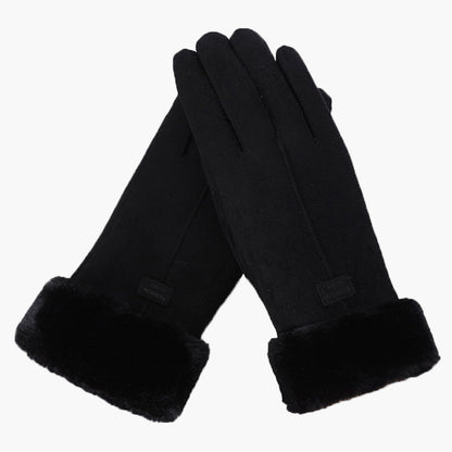 Women's Furry Winter Gloves with Touchscreen Function and Waterproof Design - Elegant Warm Outdoor Style