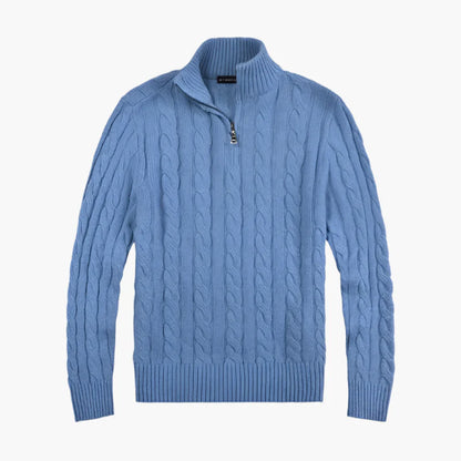 Men's Classic Cable Knit Quarter Zip Sweater – Old Money Style