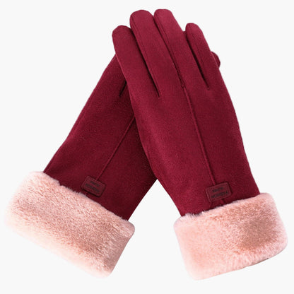 Women's Furry Winter Gloves with Touchscreen Function and Waterproof Design - Elegant Warm Outdoor Style