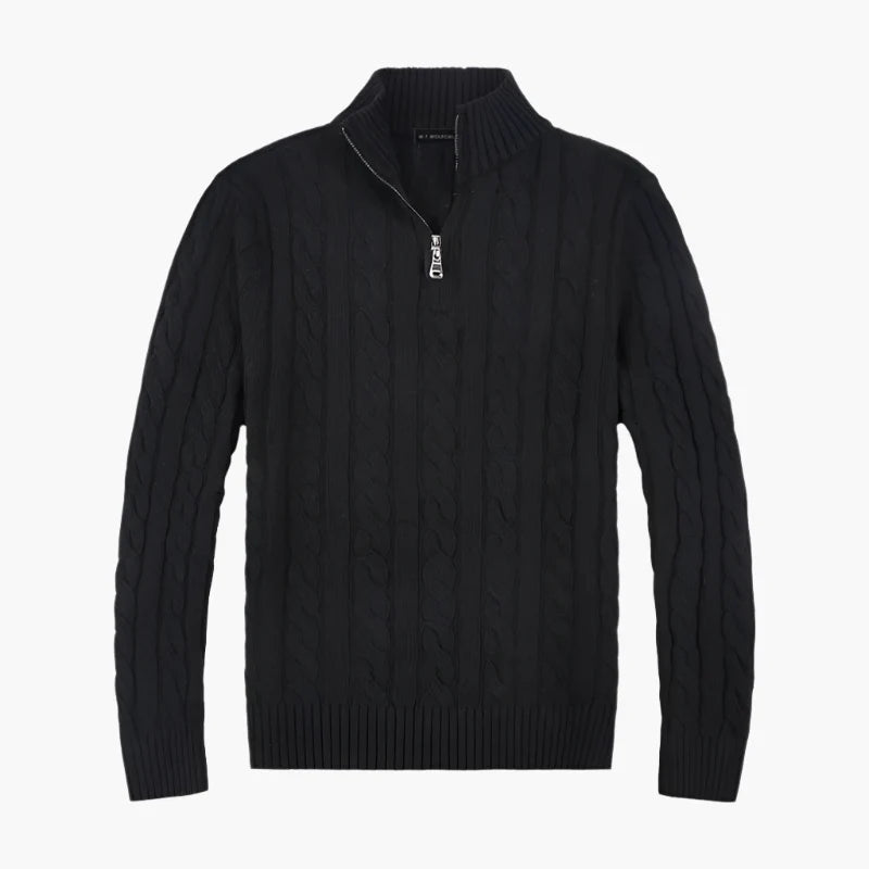 Men's Classic Cable Knit Quarter Zip Sweater – Old Money Style