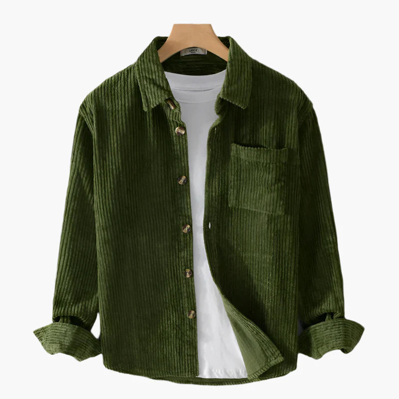 Men's Casual Corduroy Shirt Long Sleeve Button Up Versatile Style