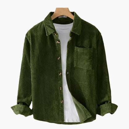 Men's Casual Corduroy Shirt Long Sleeve Button Up Versatile Style