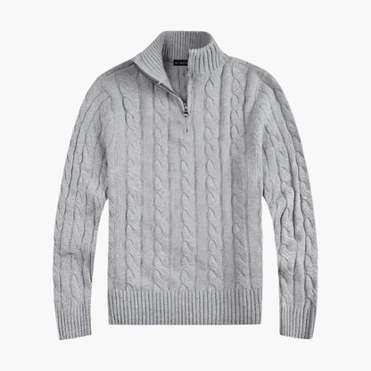 Men's Classic Cable Knit Quarter Zip Sweater – Old Money Style