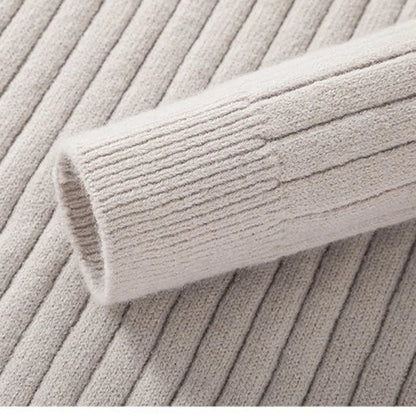 Men's Ribbed Knit Quarter-Zip Pullover Sweater with Stand Collar – Classic Versatile Style for Everyday and Office Wear