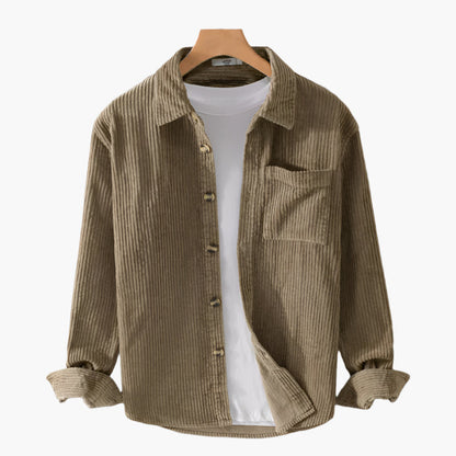 Men's Casual Corduroy Shirt Long Sleeve Button Up Versatile Style