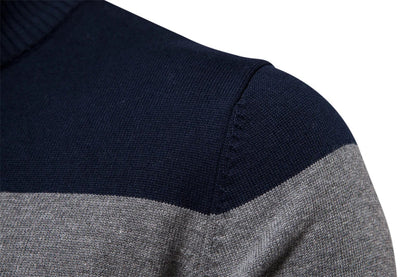 Men's Quarter-Zip Striped Sweater – Modern Slim Fit Pullover for Office, Casual, and Special Occasions