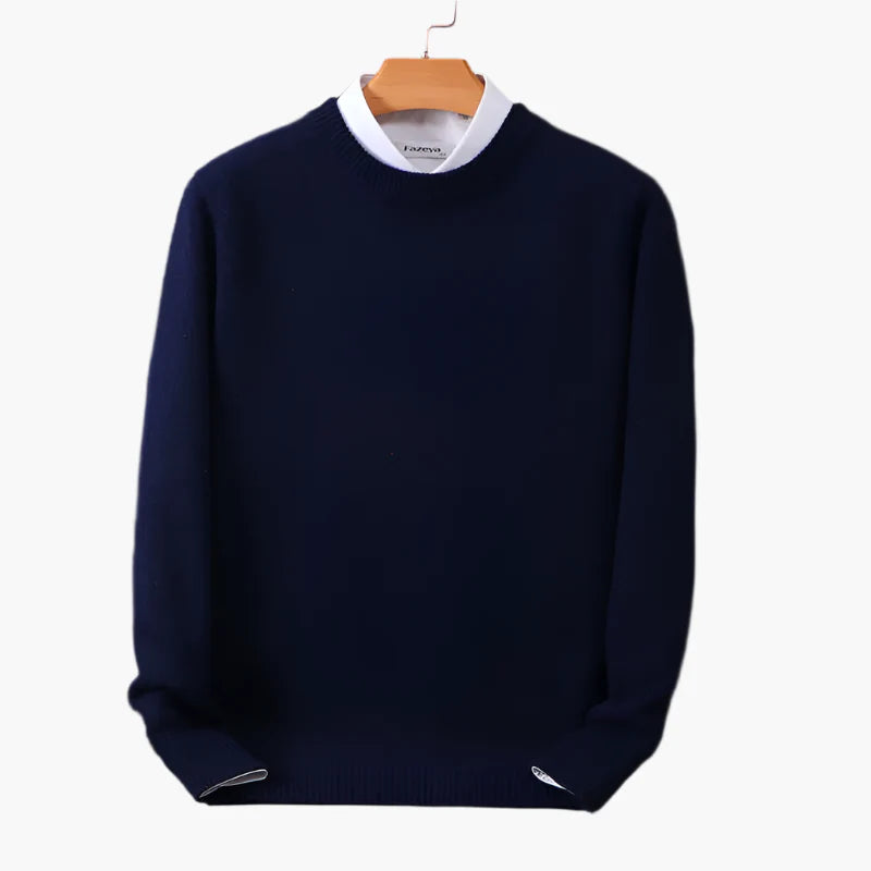 Men's Classic Business Pullover with Faux Shirt Collar – Elegant Sweater for Office & Casual