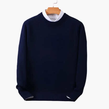 Men's Classic Business Pullover with Faux Shirt Collar – Elegant Sweater for Office & Casual