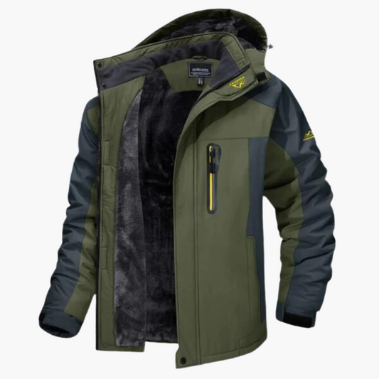 Men's Outdoor Winter Jacket – Windproof Waterproof Hooded Parka for Cold Weather