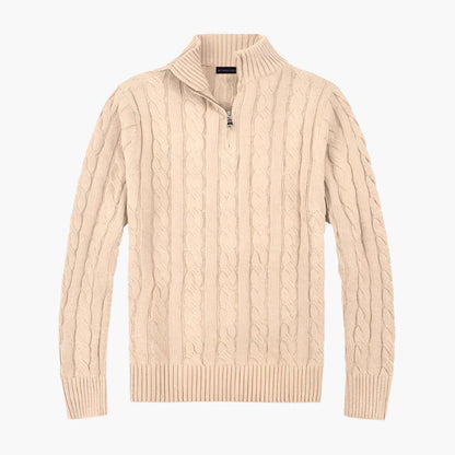 Men's Classic Cable Knit Quarter Zip Sweater – Old Money Style