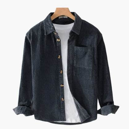 Men's Casual Corduroy Shirt Long Sleeve Button Up Versatile Style