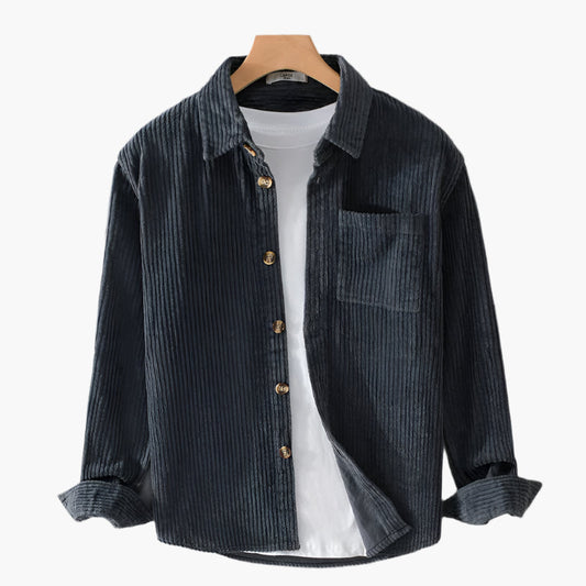 Men's Casual Corduroy Shirt Long Sleeve Button Up Versatile Style