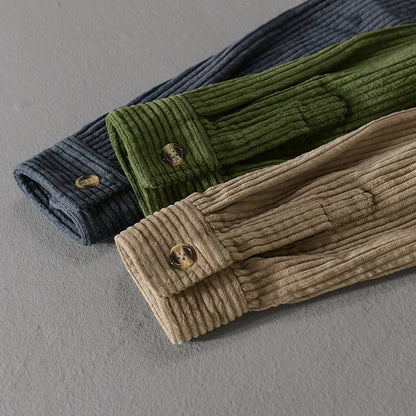 Men's Casual Corduroy Shirt Long Sleeve Button Up Versatile Style