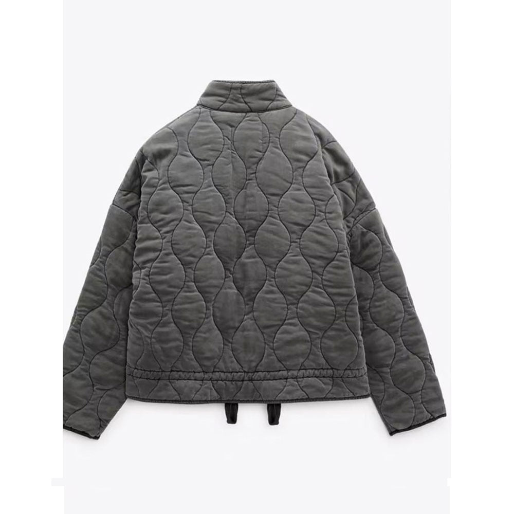 Women's Quilted Oversized Winter Jacket - Trendy Padded Casual Outerwear for 2024