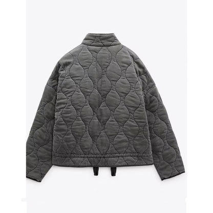 Women's Quilted Oversized Winter Jacket - Trendy Padded Casual Outerwear for 2024
